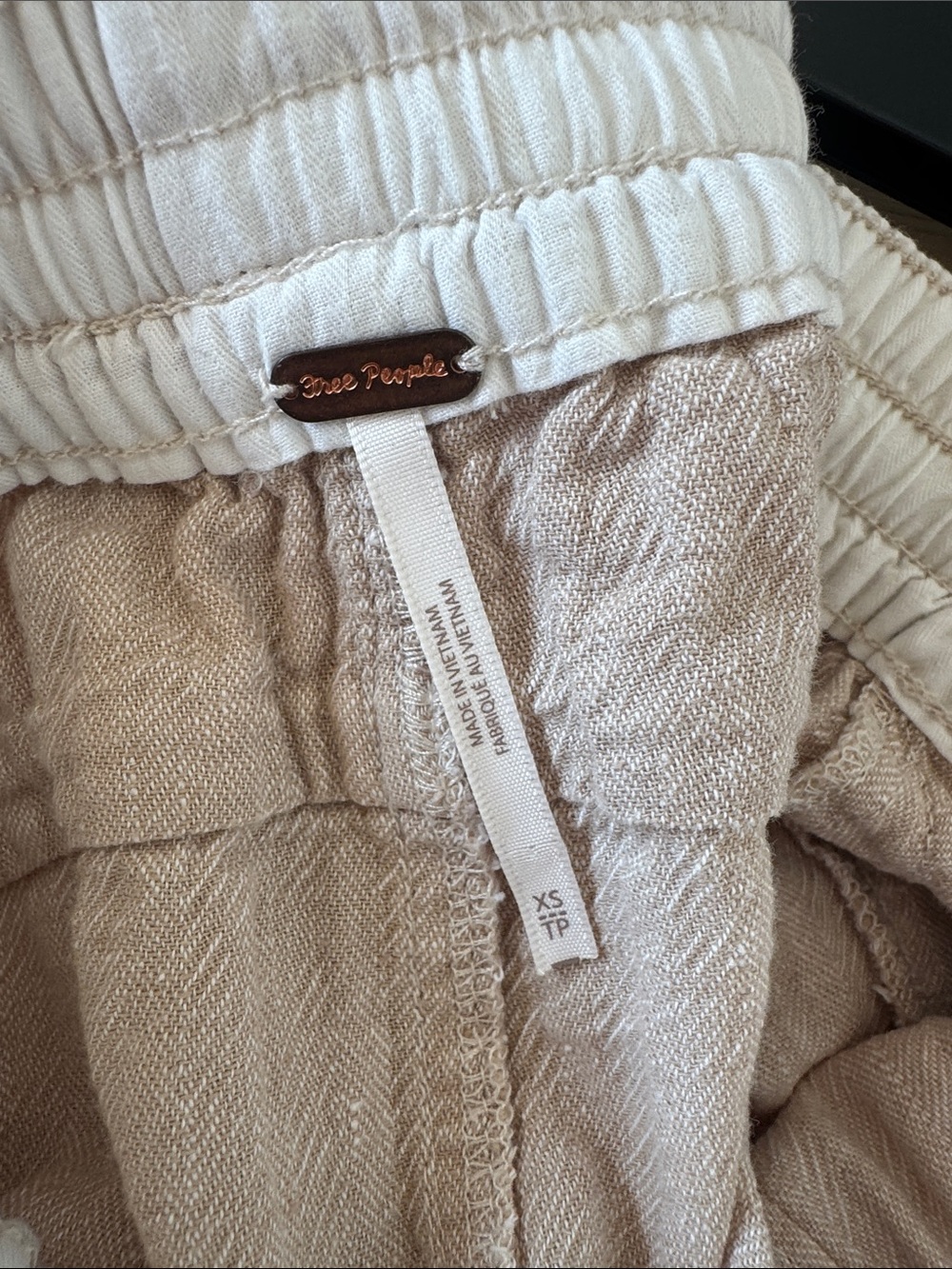 Free People Neutral Linen Cargo Drawstring Pants - Picture 5 of 7